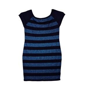 CATO Metallic Blue/Black Striped Mini Dress Womens Sz XL Holiday Party